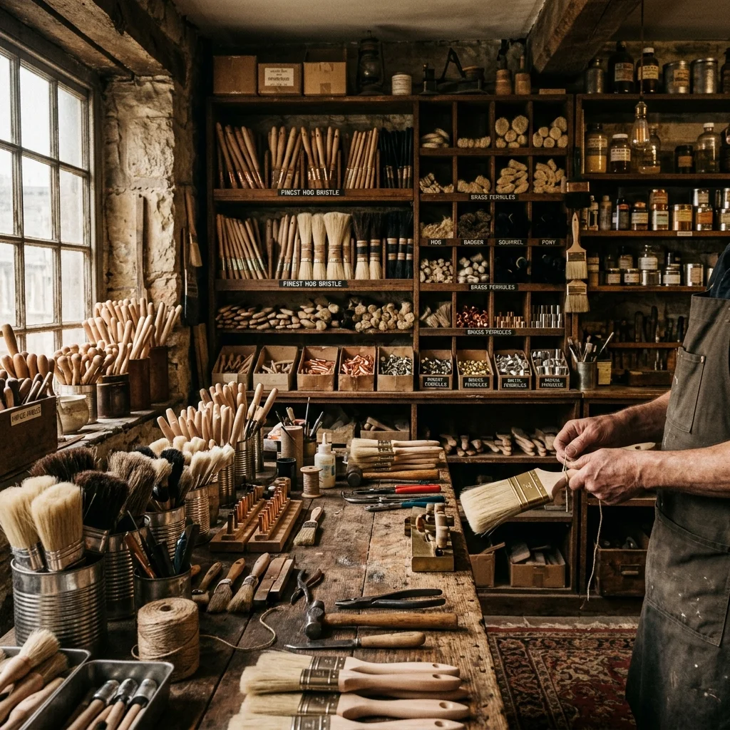 Traditional brush manufacturing workshop